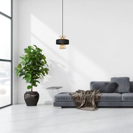 Висящ полилей VOLTA 1xE27/15W/230V черен/златист