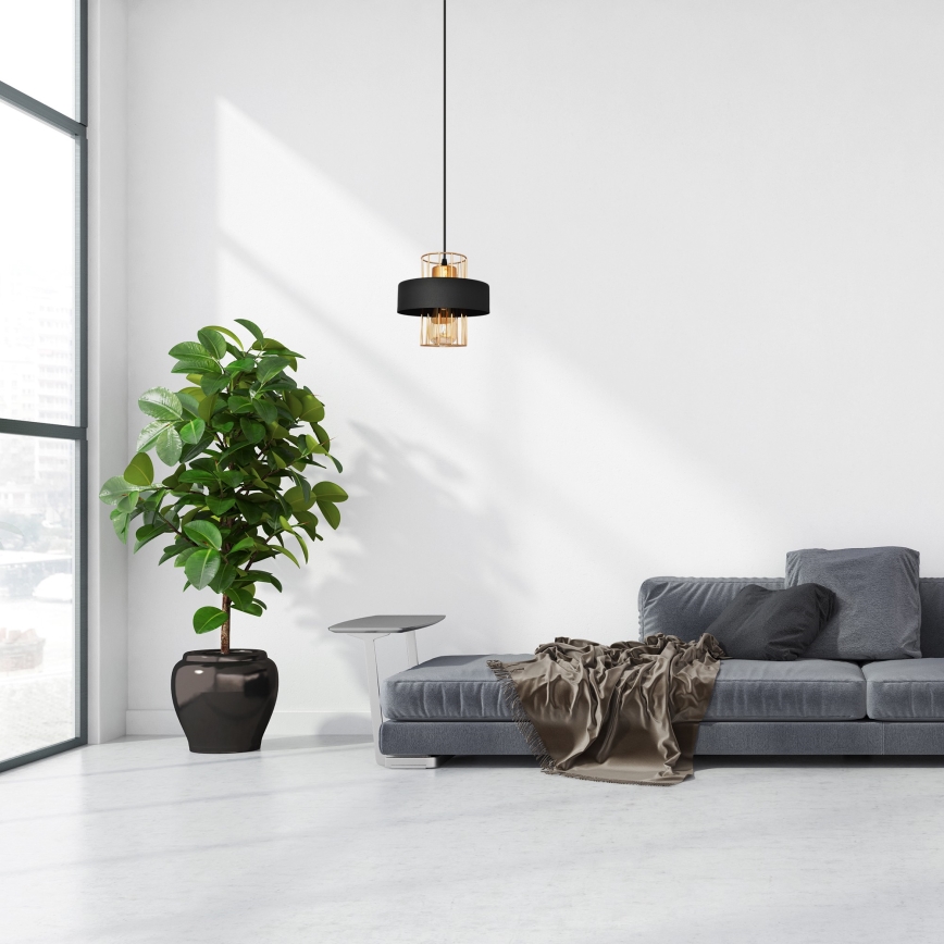 Висящ полилей VOLTA 1xE27/15W/230V черен/златист