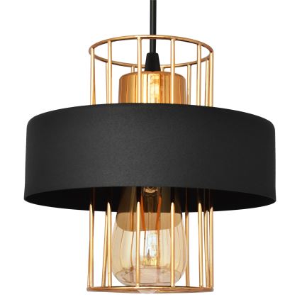 Висящ полилей VOLTA 1xE27/15W/230V черен/златист