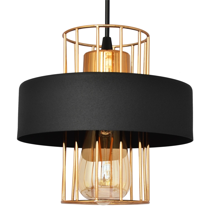 Висящ полилей VOLTA 1xE27/15W/230V черен/златист