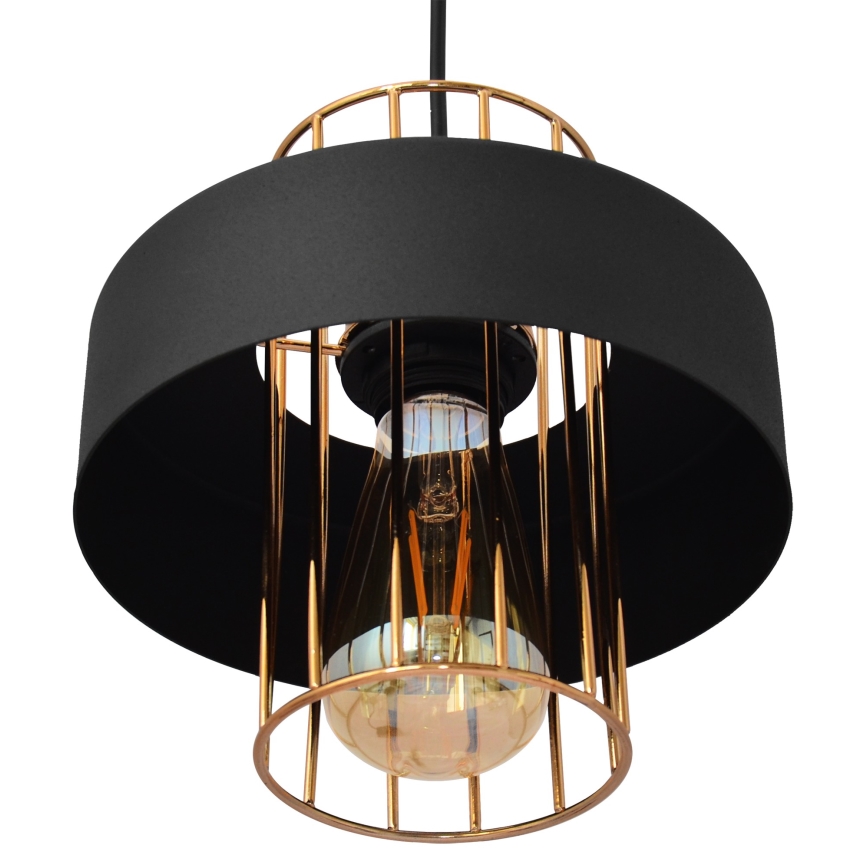 Висящ полилей VOLTA 1xE27/15W/230V черен/златист
