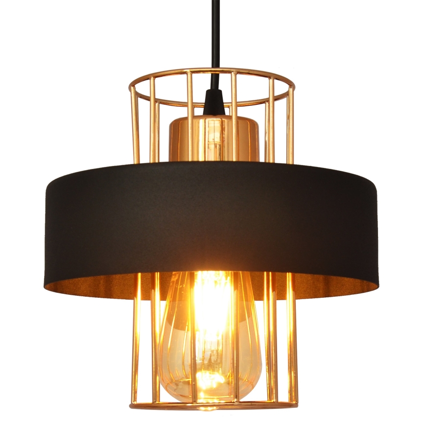 Висящ полилей VOLTA 1xE27/15W/230V черен/златист