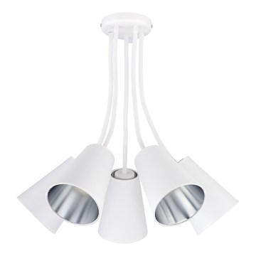 Висящ полилей WIRE 5xE27/15W/230V бял/сребрист