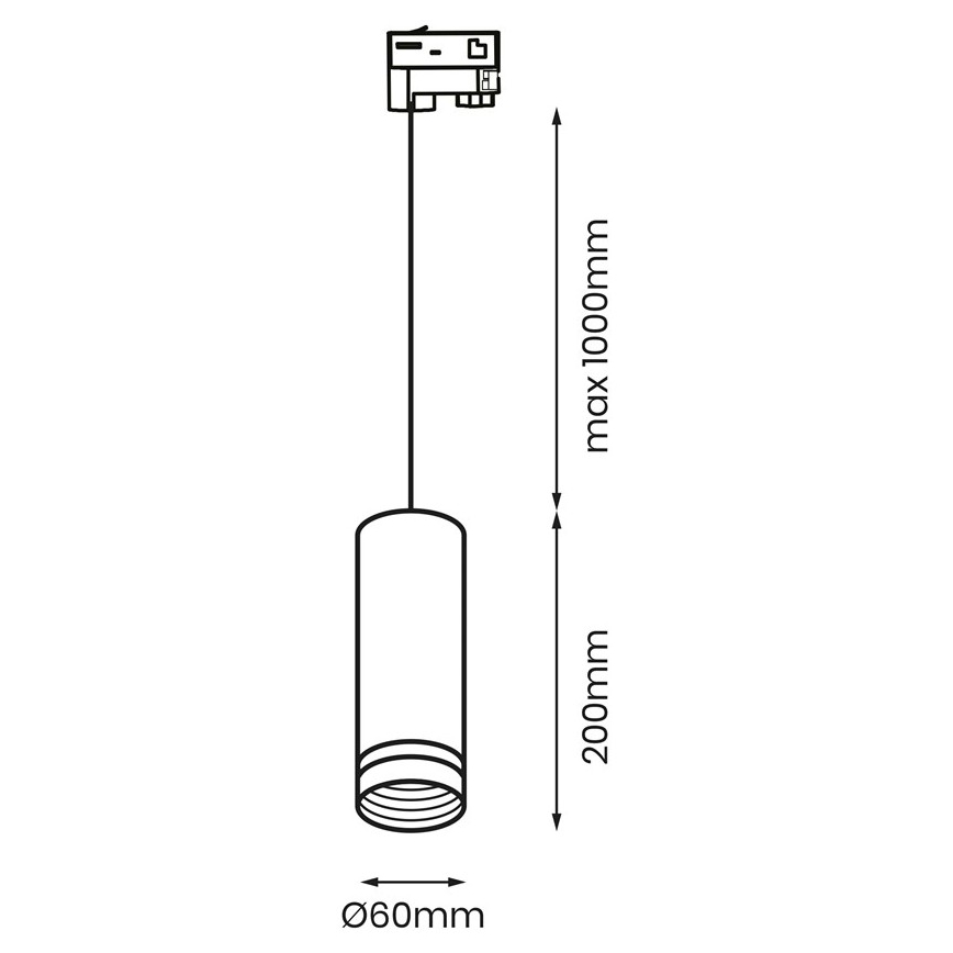 Висящ полилей за 3-фазна релсова система PIPE 1xGU10/25W/230V бял