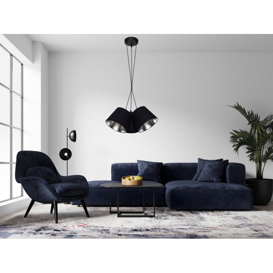 Висящ полилей ZOMA 3xE27/60W/260V черен/лъскав хром