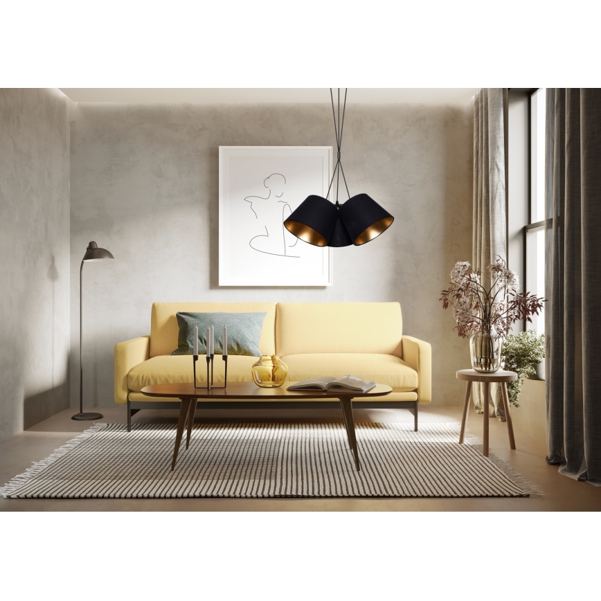 Висящ полилей ZOMA 3xE27/60W/260V черен/мед