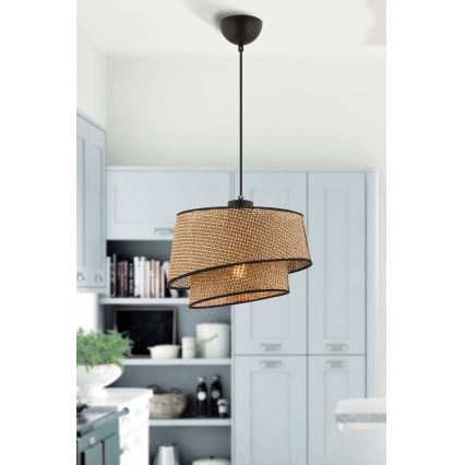 Висяща лампа BARETTE 1xE27/60W/230V кафява/черна