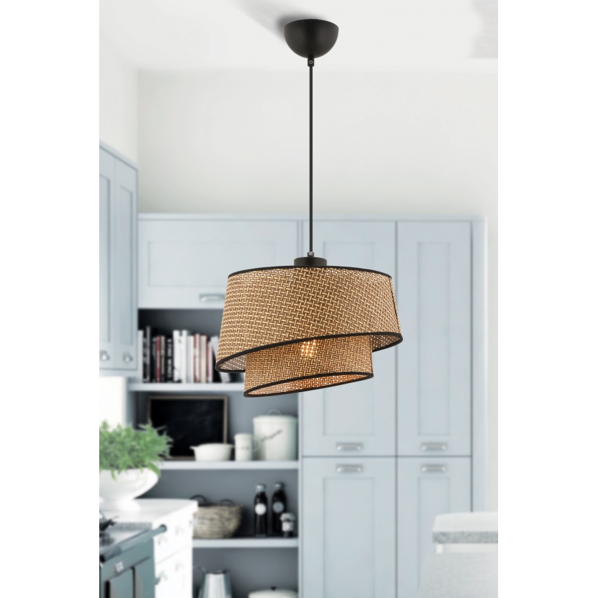 Висяща лампа BARETTE 1xE27/60W/230V кафява/черна