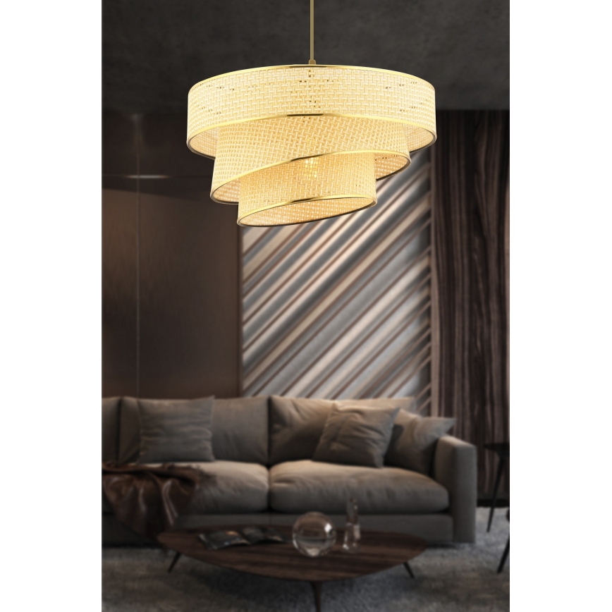 Висяща лампа COUPER 1xE27/60W/230V бежова/златна