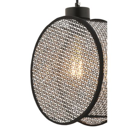 Висяща лампа DRUM на кабел 1xE27/60W/230V, сив/черен