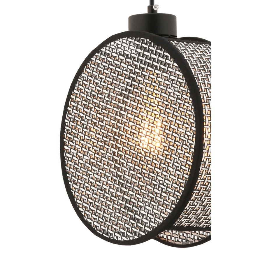 Висяща лампа DRUM на кабел 1xE27/60W/230V, сив/черен