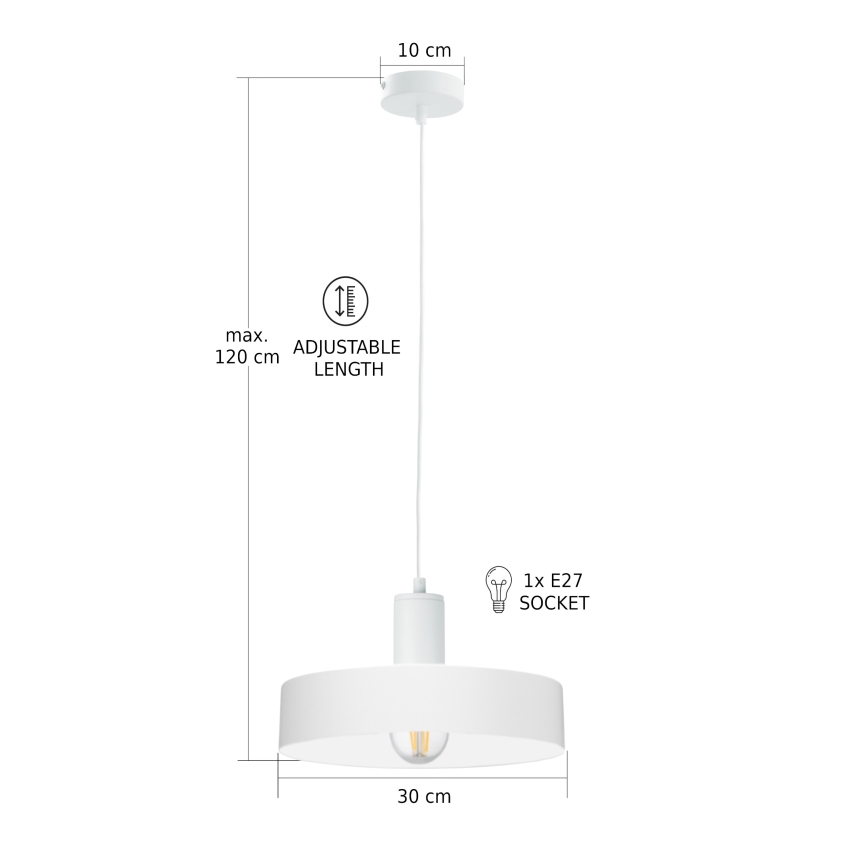 Висяща лампа на кабел ARCANE 1xE27/60W/230V бяла