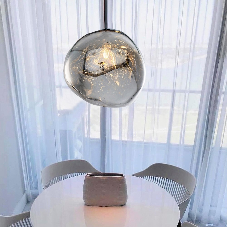 Висяща лампа на кабел CRUMPLED 1xE27/24W/230V, диаметър 36 см, димчато