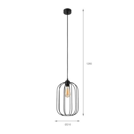 Висяща лампа на кабел DESTELLO 1xE27/15W/230V Ø 21 см, черна
