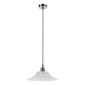 Висяща лампа на кабел JULL 1xE27/15W/230V лъскав хром/прозрачно стъкло