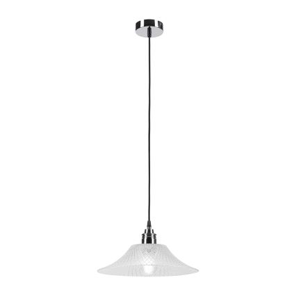 Висяща лампа на кабел JULL 1xE27/15W/230V лъскав хром/прозрачно стъкло