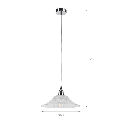 Висяща лампа на кабел JULL 1xE27/15W/230V лъскав хром/прозрачно стъкло