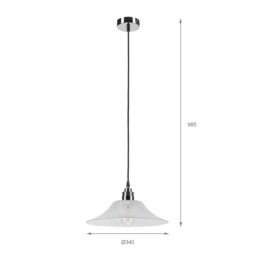 Висяща лампа на кабел JULL 1xE27/15W/230V лъскав хром/прозрачно стъкло