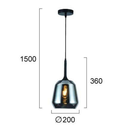 Висяща лампа на кабел MAEVA 1xE27/40W/230V димно черна/черна