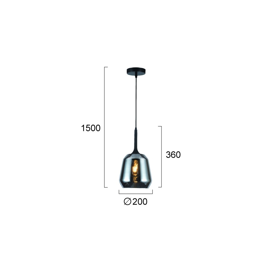 Висяща лампа на кабел MAEVA 1xE27/40W/230V димно черна/черна
