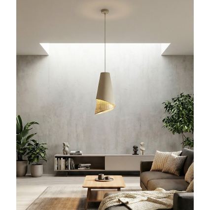 Висяща лампа на кабел MODA 1xE27/15W/230V бежов/ратан