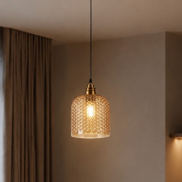 Vисяща лампа на кабел ROCCO 1xE27/15W/230V златна/димно бежова