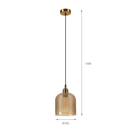 Vисяща лампа на кабел ROCCO 1xE27/15W/230V златна/димно бежова