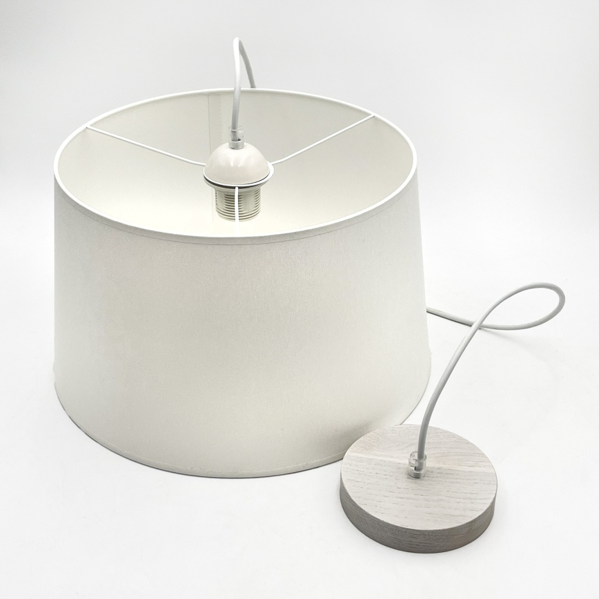 Висяща лампа с кабел AIDA 1xE27/60W/230V, Ø 35 см, дъб/бял