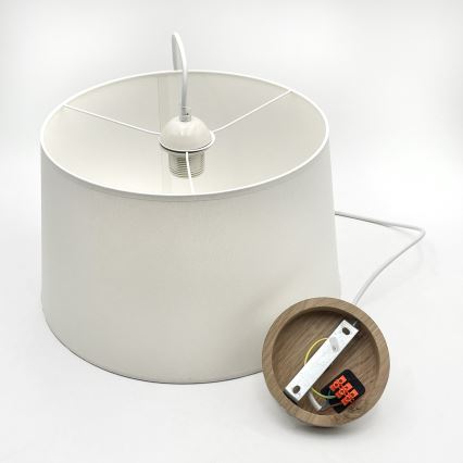 Висяща лампа с кабел AIDA 1xE27/60W/230V, Ø 35 см, дъб/бял