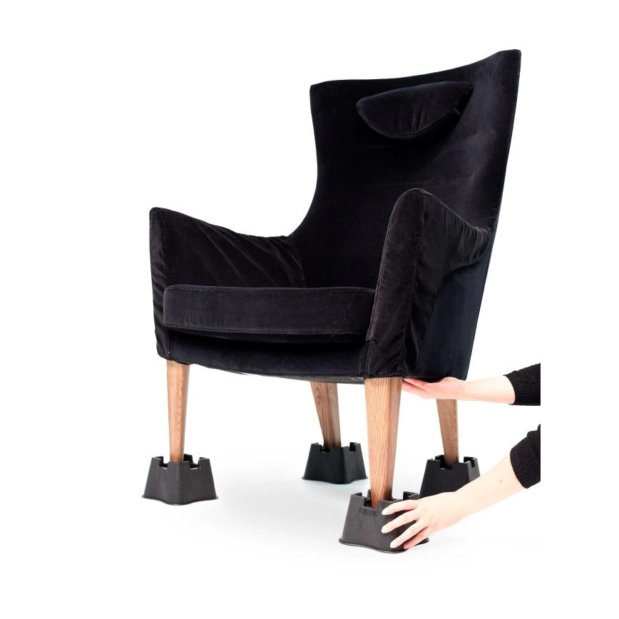 Vitility - Комплект от 4 повдигащи крачета за легло, 7 см, черни