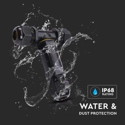 Водоустойчив свързващ конектор IP68 черен