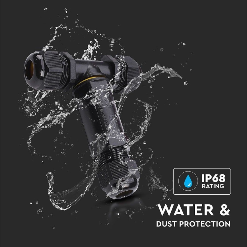 Водоустойчив свързващ конектор IP68 черен