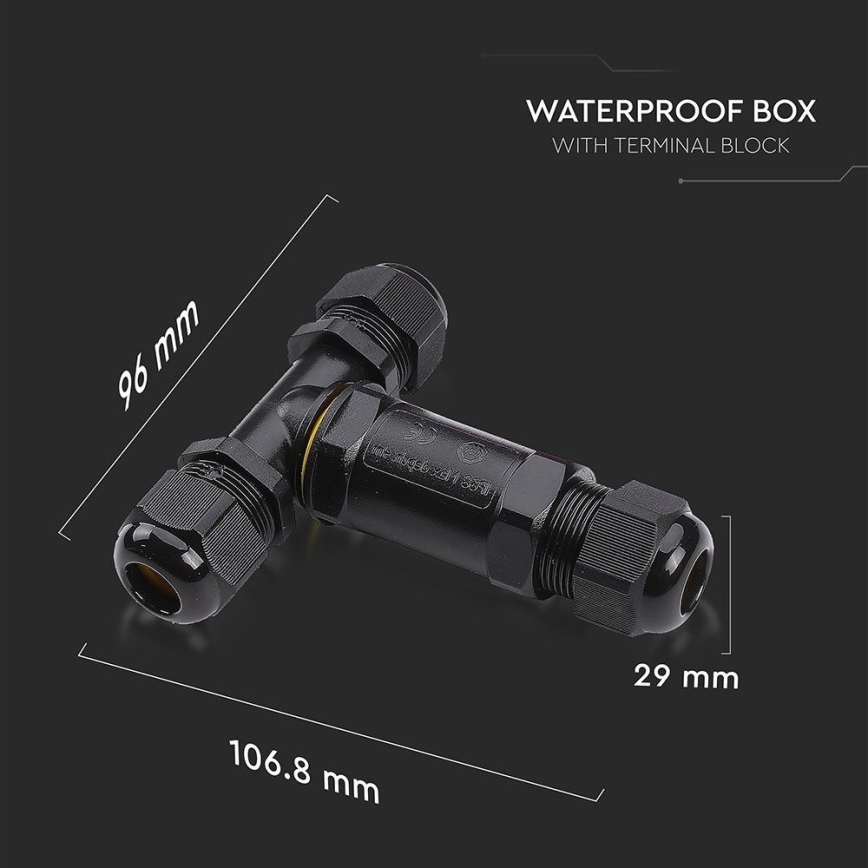 Водоустойчив свързващ конектор IP68 черен