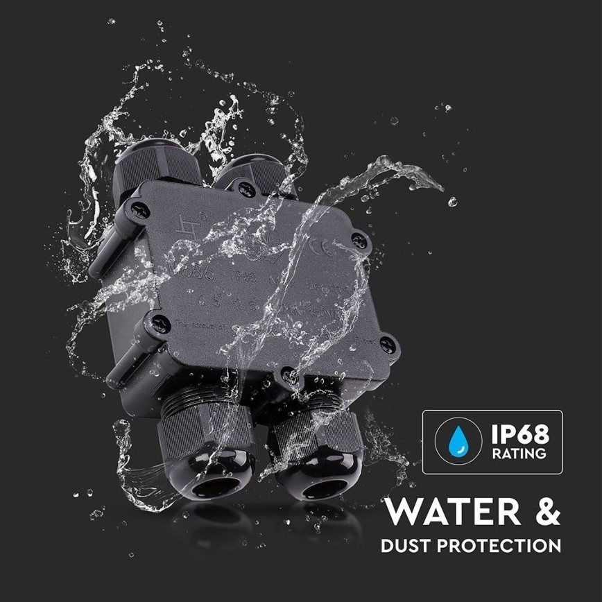 Водоустойчива разклонителна кутия IP68 черен