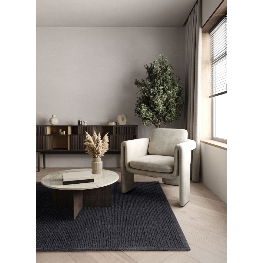 Вълнен килим FIR WOOL 120x170 см, 2600 г/м², антрацит/натурален