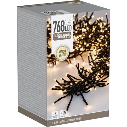Външен LED коледен гирлянд 768xLED/230V/8 функции 8,5 m IP44 топло бяло