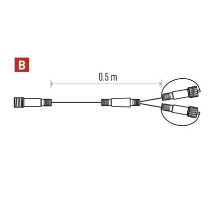 Външен разклонителен кабел за свързване на гирлянди 0,5 m IP44