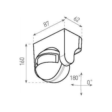Външен сензор за движение PIR 1200W/230V IP44 черен