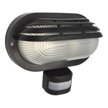 Външен стенен аплик със сензор ORIKO 1xE27/15W/230V IP54 черен