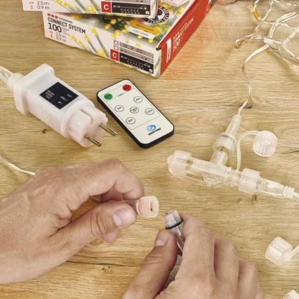 Външен удължителен кабел за свързване на гирлянди — прозрачен, 10 м, IP44