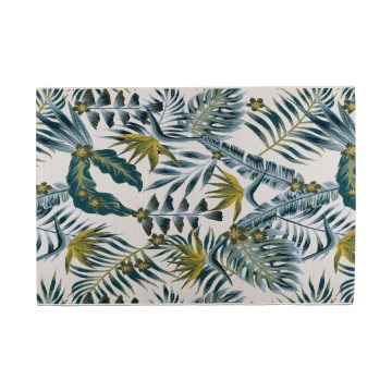 Външен килим CAPPUCCINO 120x180 cm в тюркоаз с листна шарка