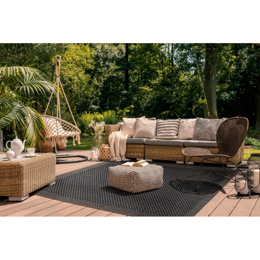 Външен килим EXPRESS NEW OUTDOOR 120x160 см антрацит/кафяв