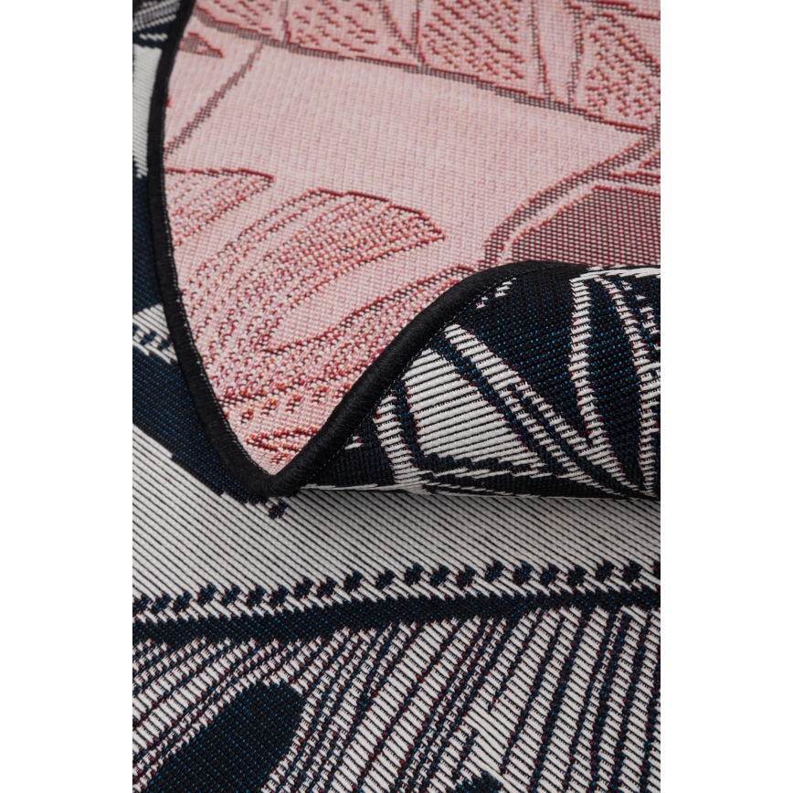 Външен килим JUNGLE 135 см черен/бял/листен десен