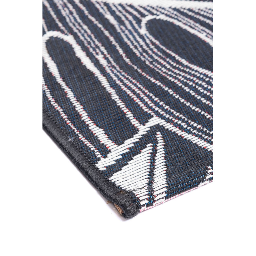 Външен килим JUNGLE 160x220 cm, черен/бял, с листов мотив