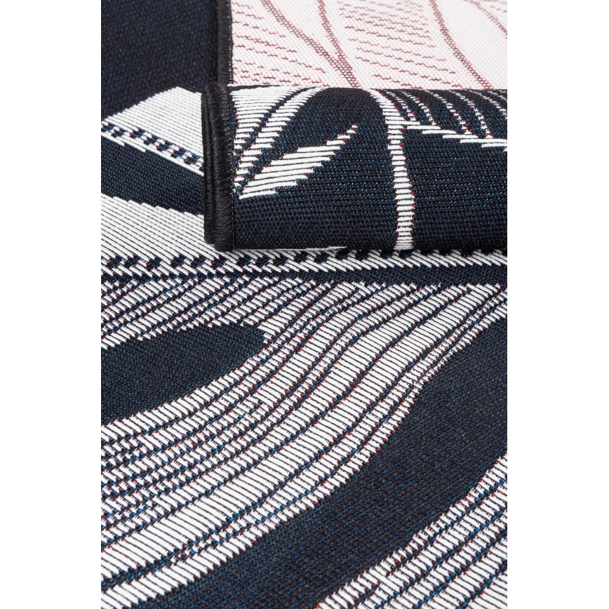 Външен килим JUNGLE 160x220 cm, черен/бял, с листов мотив