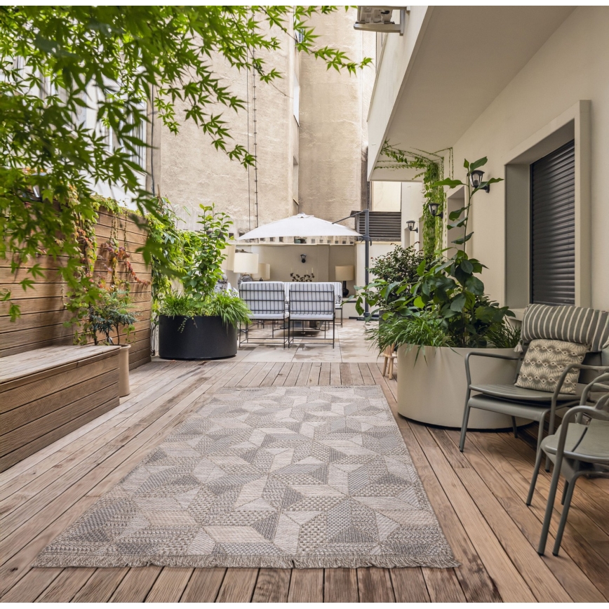 Външен килим ORIA 70x140 см сив/бежов