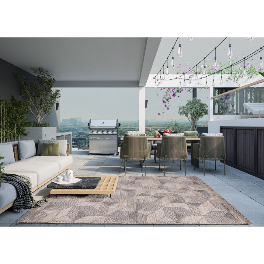 Външен килим ORIA 70x140 см сив/бежов