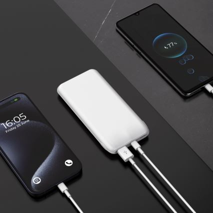 Външна батерия 10000 mAh 10W Power Delivery 2xUSB-C + 1xUSB-A бял