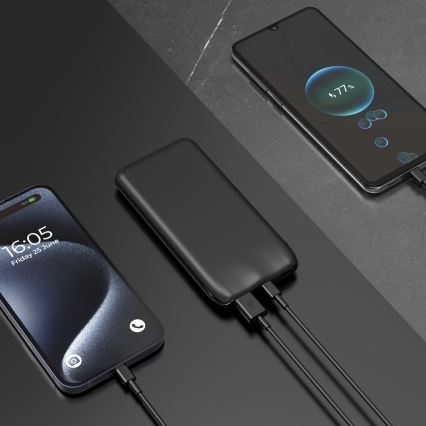 Външна батерия 10000 mAh 10W Power Delivery 2xUSB-C + 1xUSB-A черен