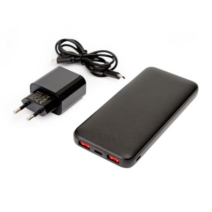 Външна батерия 10000 mAh + адаптер 20W Power Delivery + USB-C/USB-C кабел 1m черен